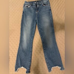 7 For All Mankind Women's Distressed Straight Leg Denim Jeans